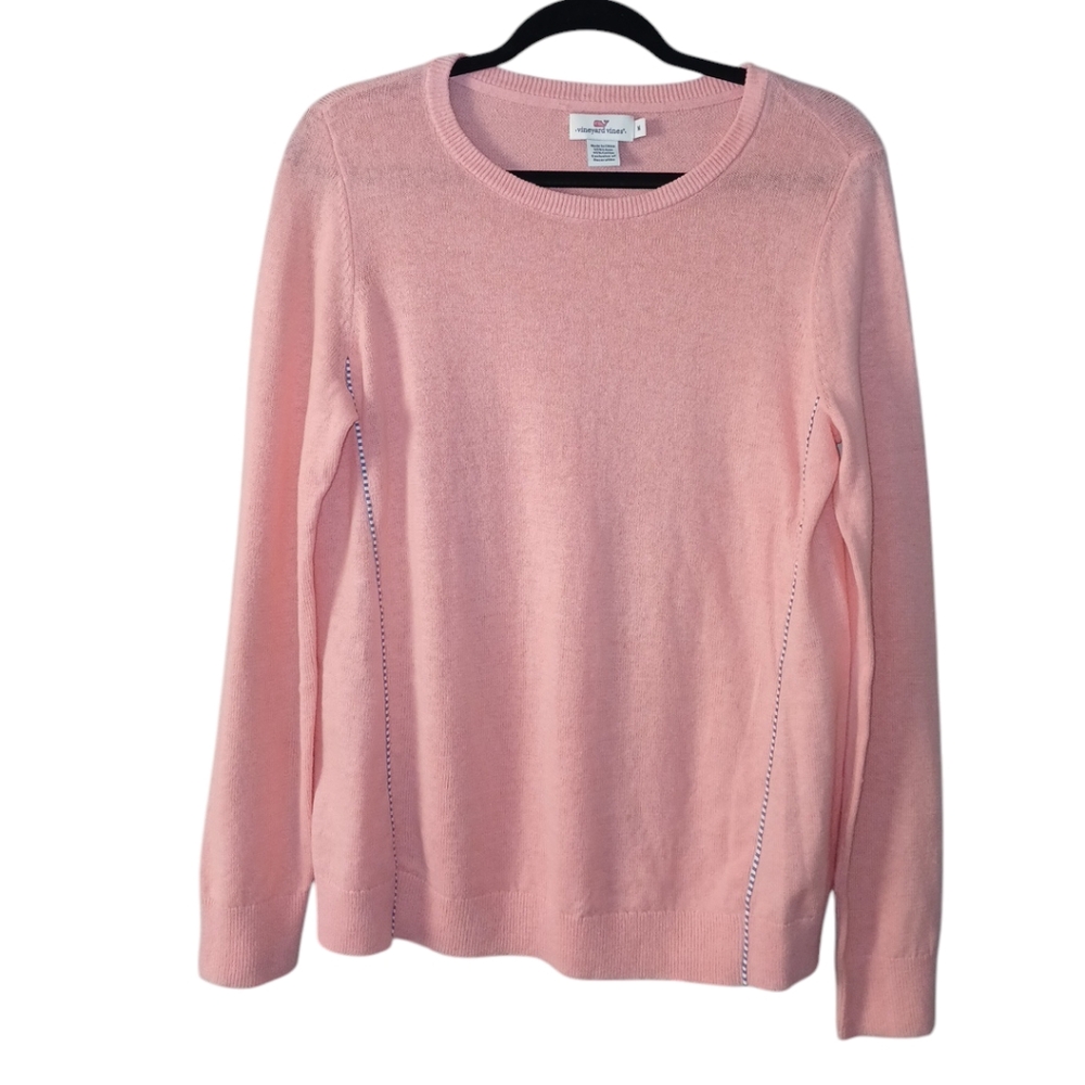 Vineyard Vines pastel pink linen cotton blend pullover sweater size medium